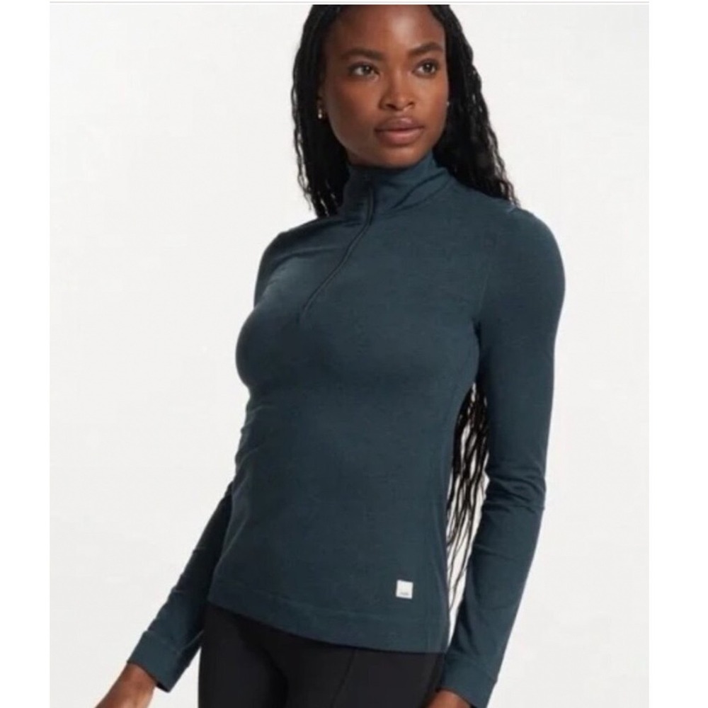 Vuori halo VW284 Womens Size M Dark Green Heather Half Zip Mock Neck Pullover